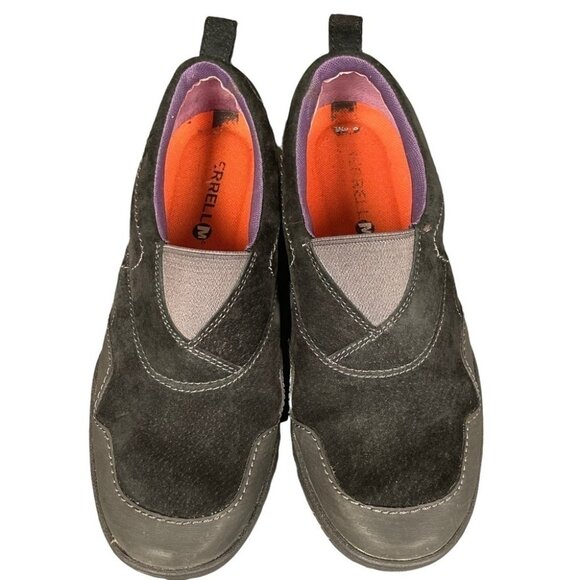 Merrell Women's Albany Black Mocs Sneakers Gray Purple Stretch Slip On Size 7 - Picture 4 of 14